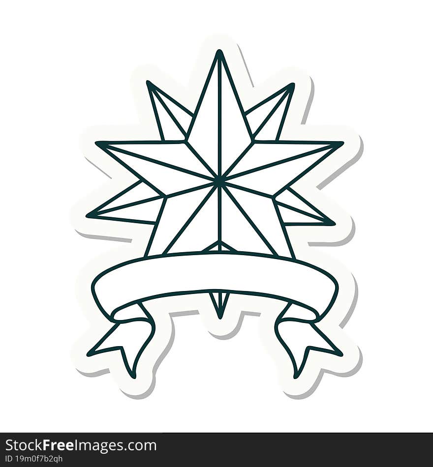 tattoo sticker with banner of a star