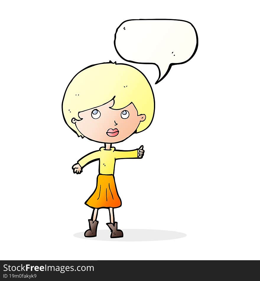 cartoon woman asking question with speech bubble