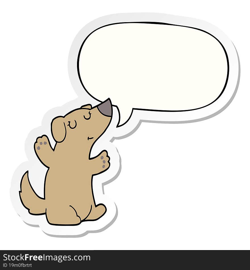 cartoon dog and speech bubble sticker