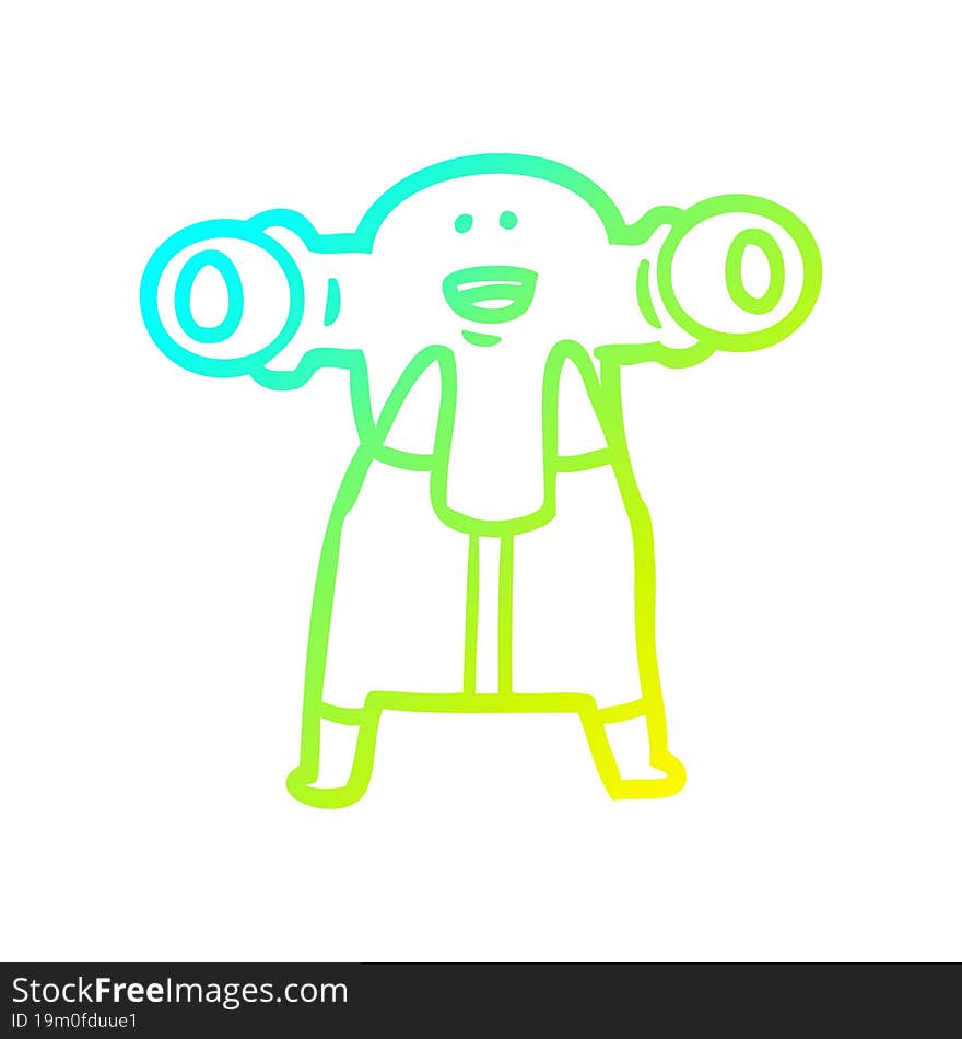 cold gradient line drawing friendly cartoon alien