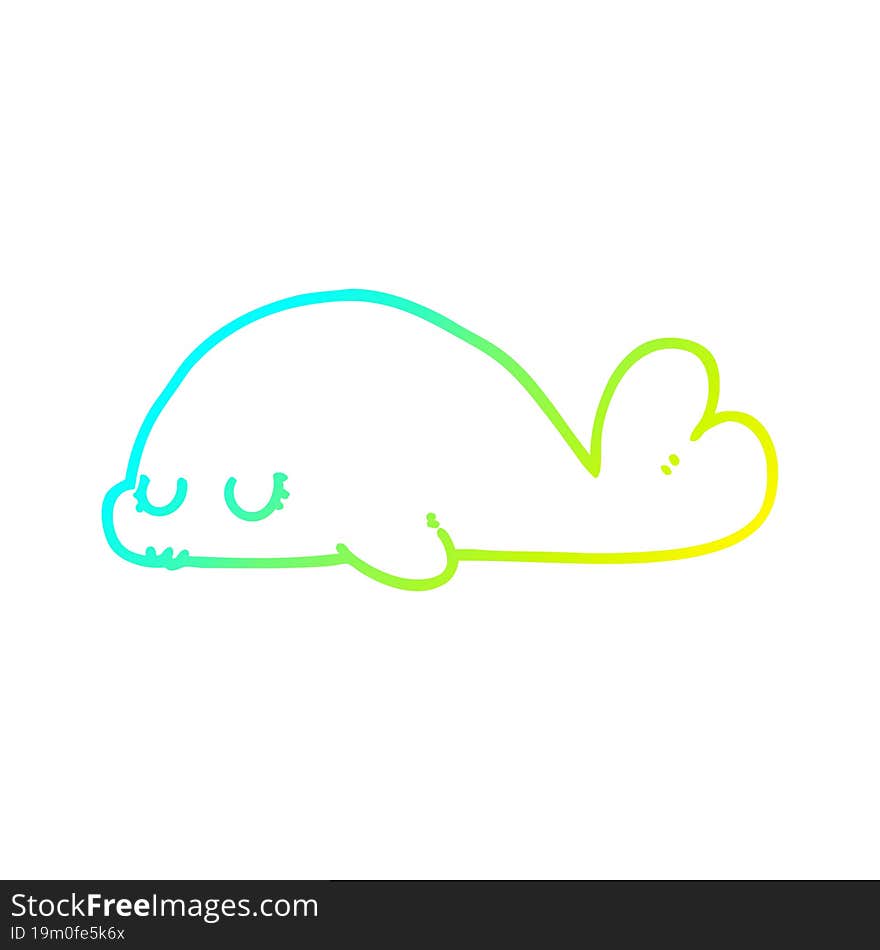 cold gradient line drawing cute cartoon seal