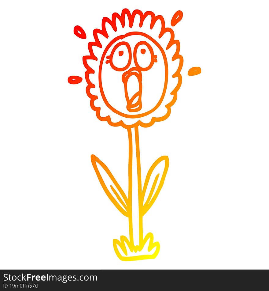 warm gradient line drawing cartoon shocked sunflower