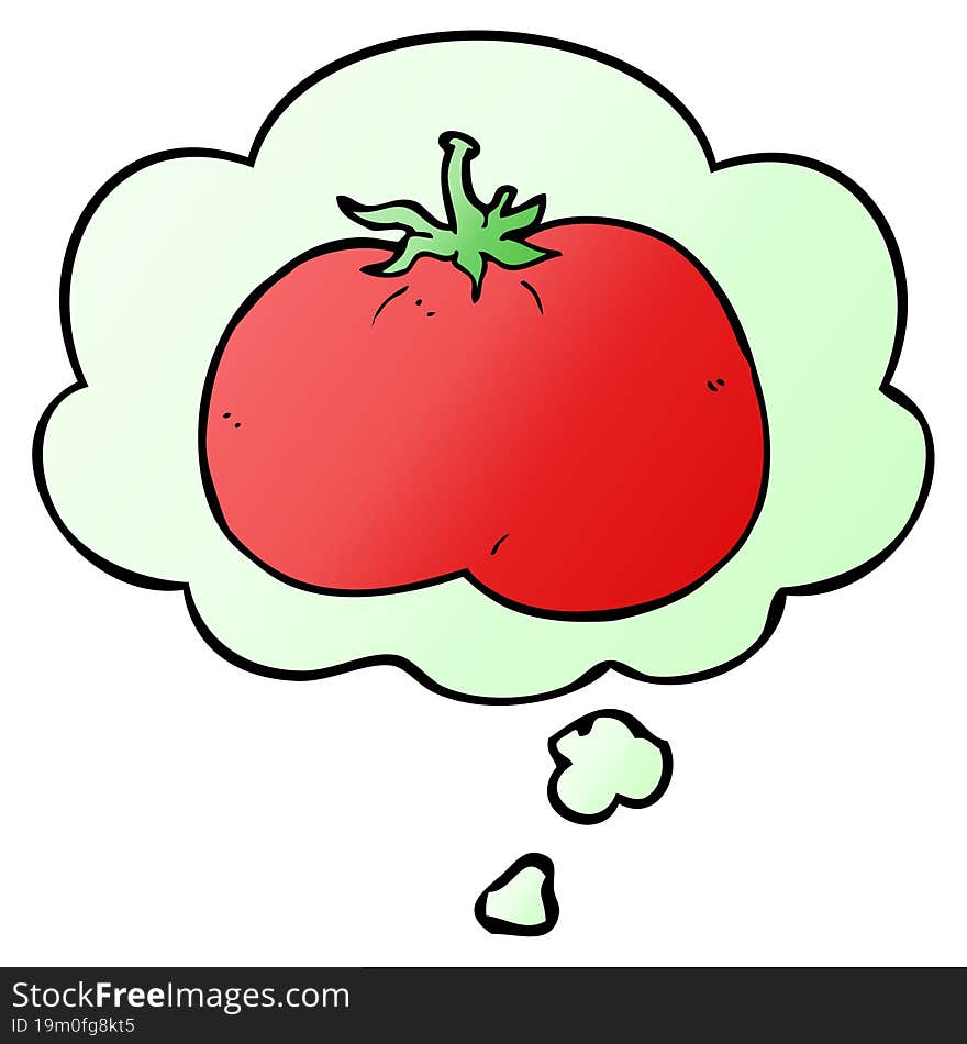 Cartoon Tomato And Thought Bubble In Smooth Gradient Style