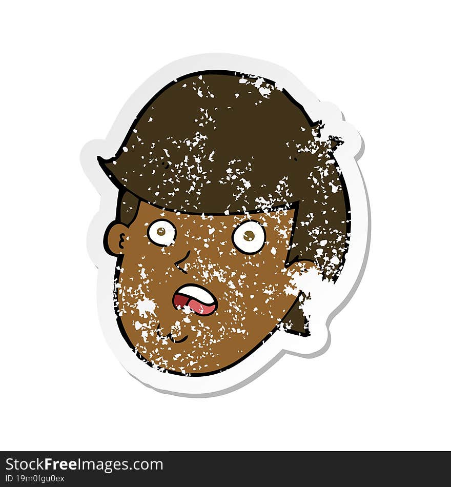 Retro Distressed Sticker Of A Cartoon Man With Big Chin