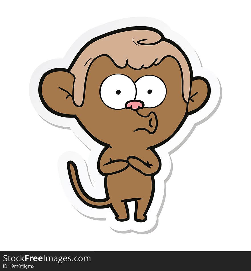 sticker of a cartoon hooting monkey