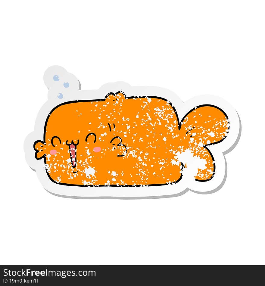 Distressed Sticker Of A Cartoon Fish