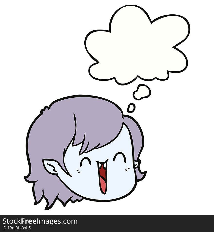 cartoon vampire girl face with thought bubble