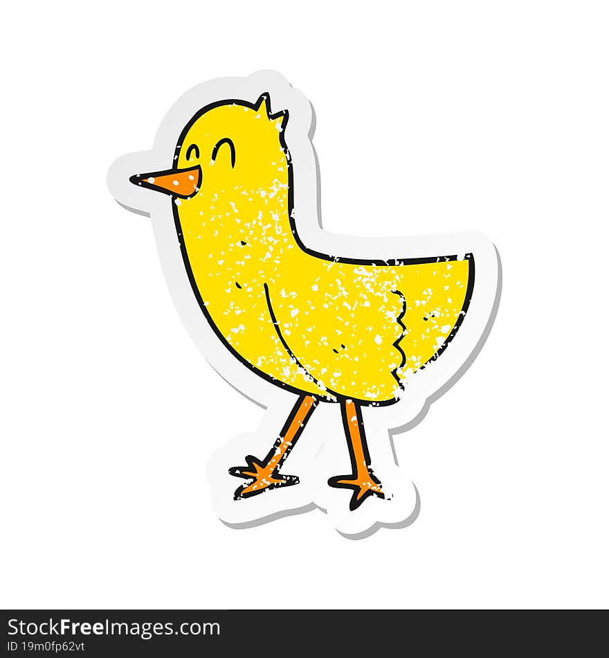 retro distressed sticker of a cartoon bird