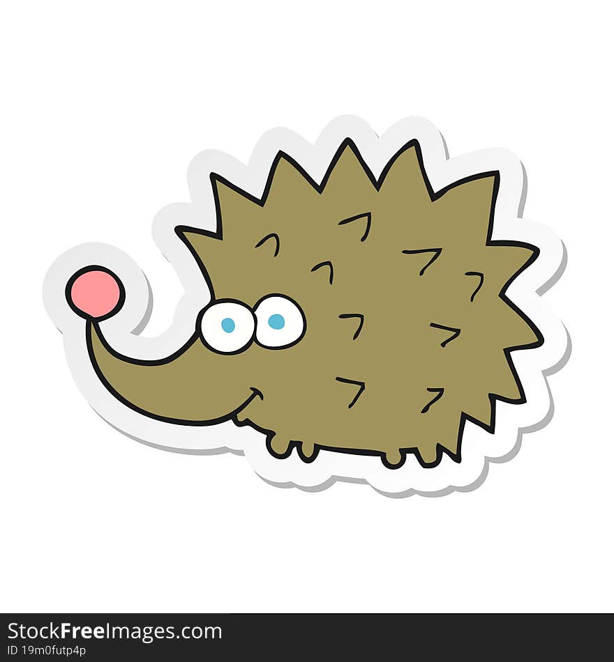 sticker of a cartoon hedgehog