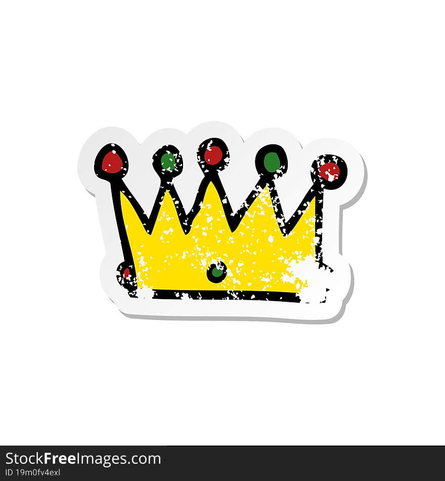 distressed sticker of a cartoon crown