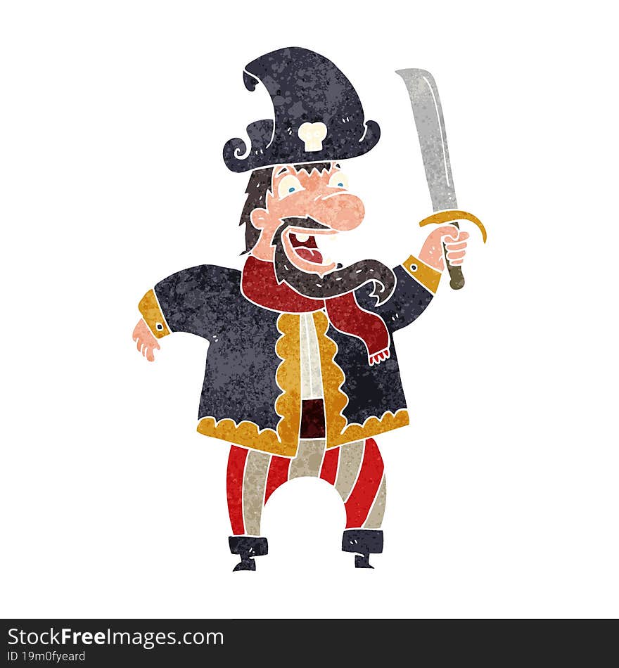 Retro Cartoon Laughing Pirate Captain