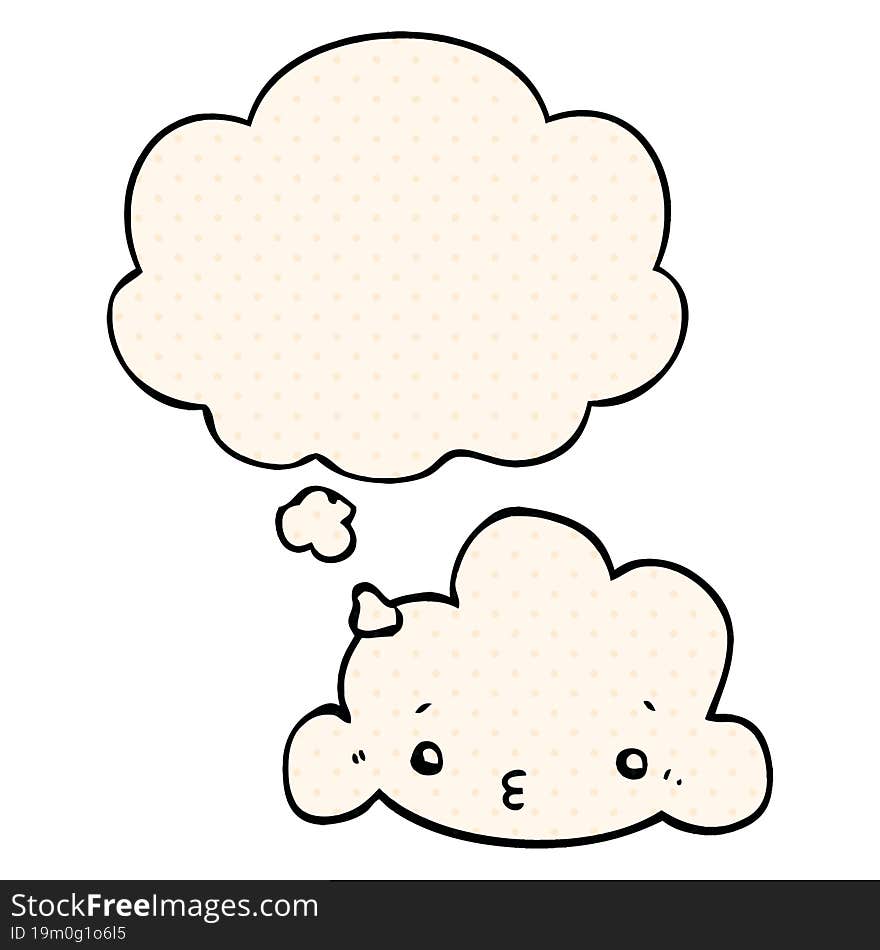 cute cartoon cloud and thought bubble in comic book style