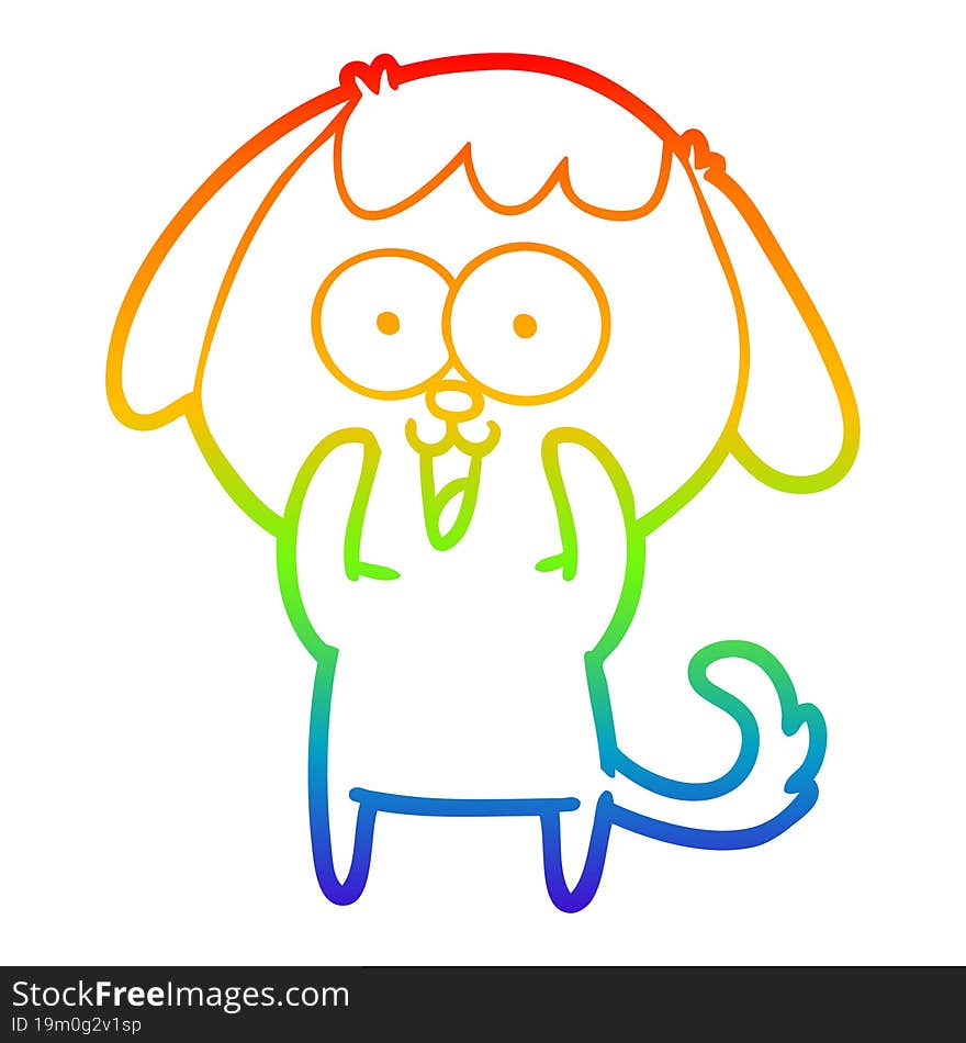 rainbow gradient line drawing of a cute cartoon dog