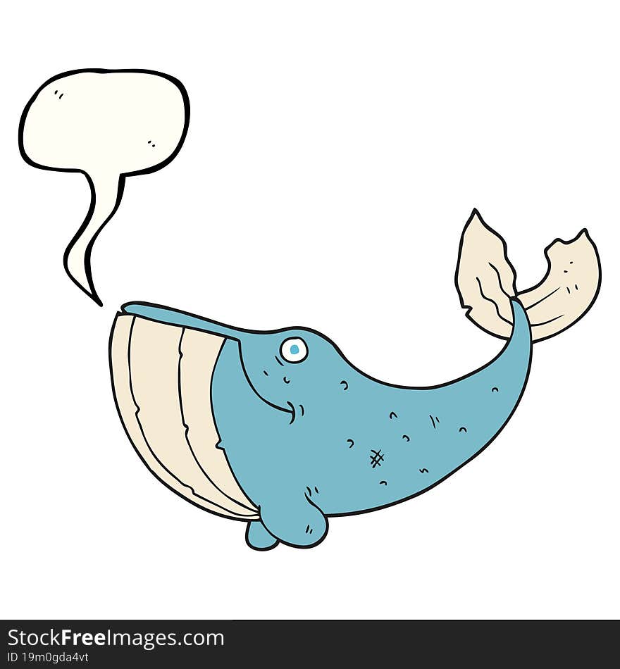 freehand drawn speech bubble cartoon whale