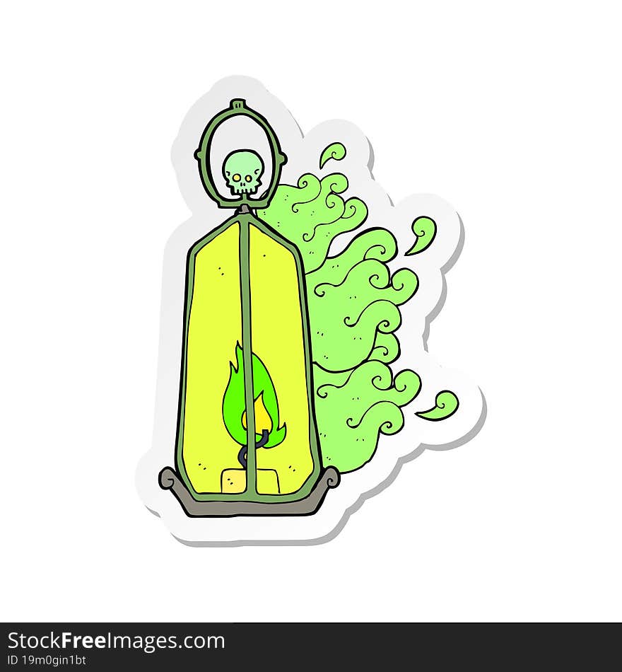 sticker of a cartoon spooky lantern