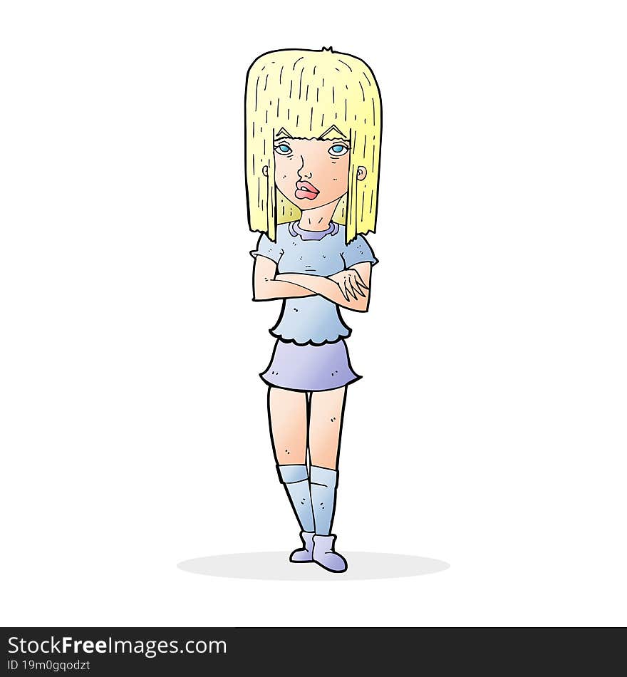 cartoon girl with crossed arms