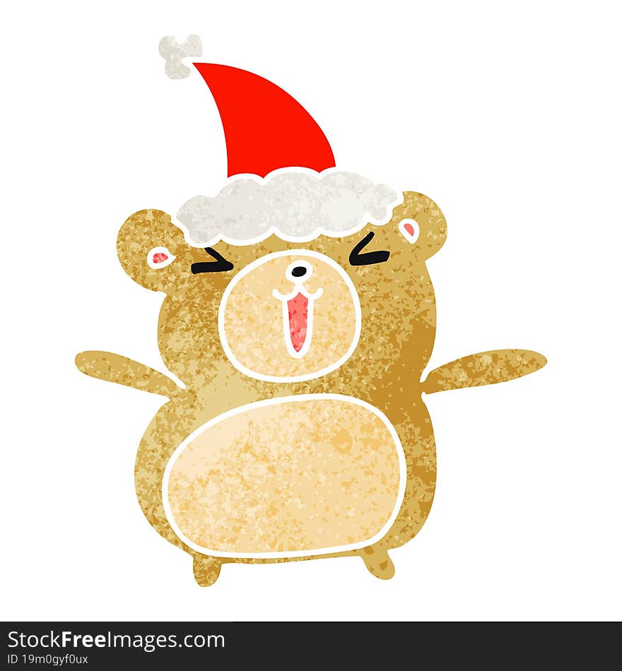 Christmas Retro Cartoon Of Kawaii Bear