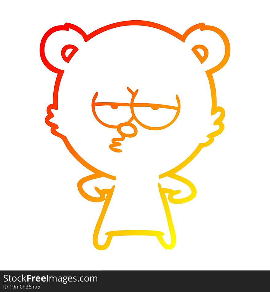 warm gradient line drawing bored polar bear cartoon