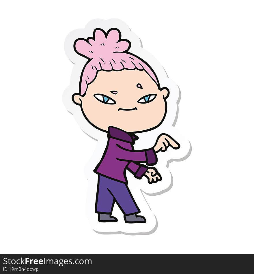 sticker of a cartoon woman