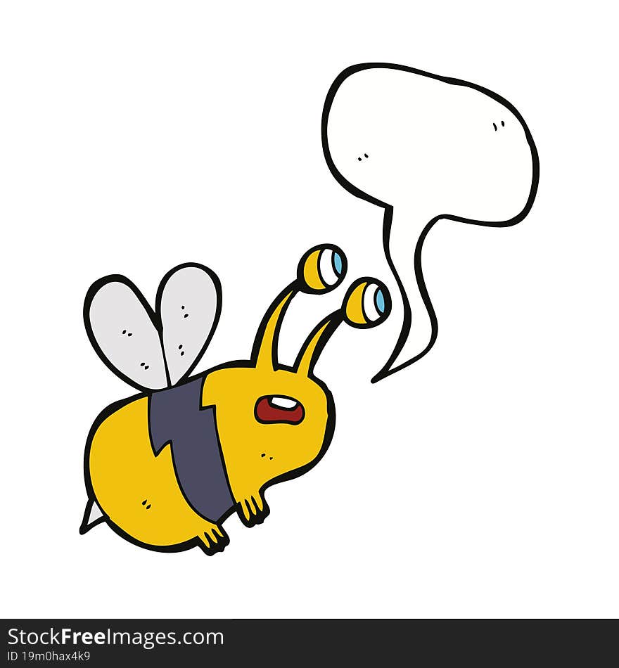 Cartoon Frightened Bee With Speech Bubble