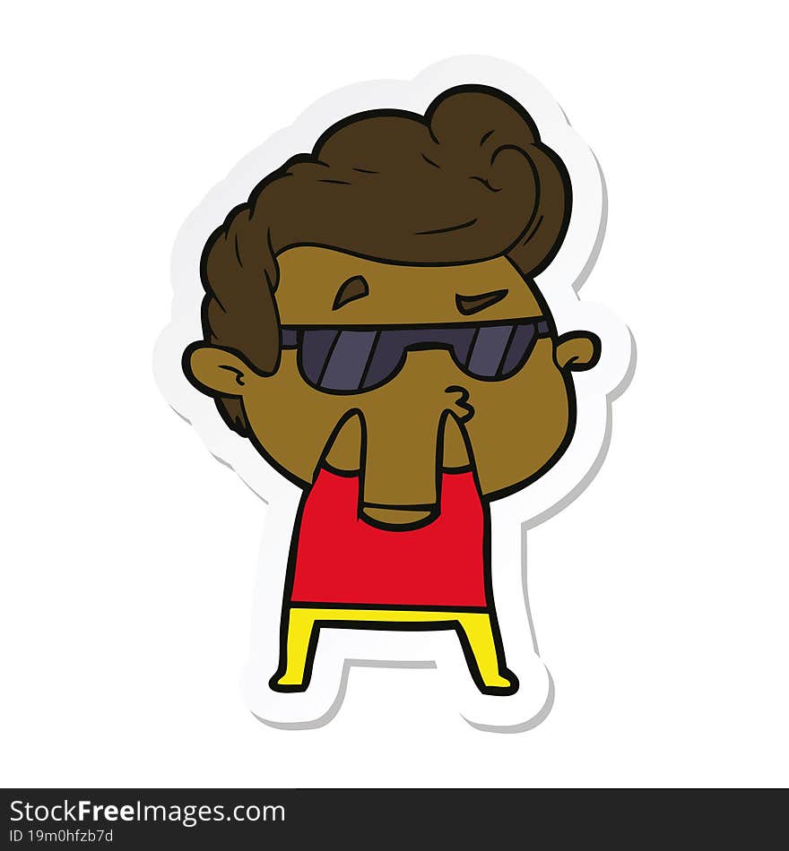 sticker of a cartoon cool guy