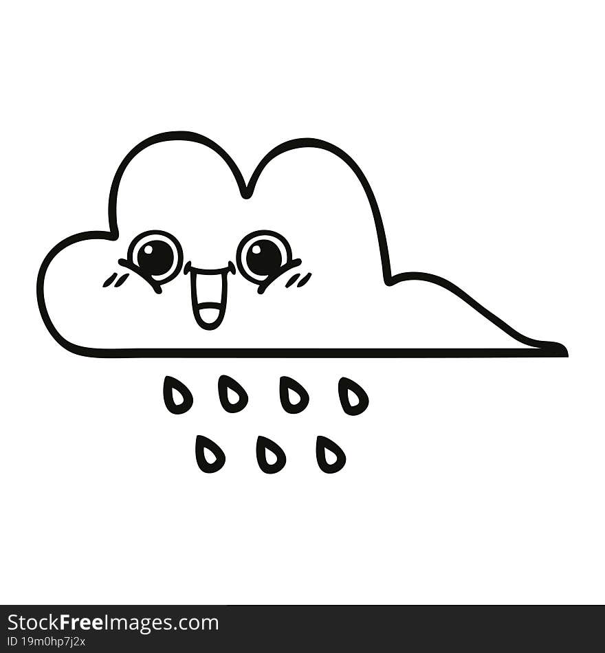 line drawing cartoon of a rain cloud