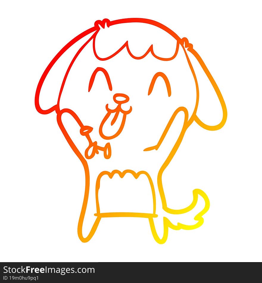 warm gradient line drawing of a cute cartoon dog