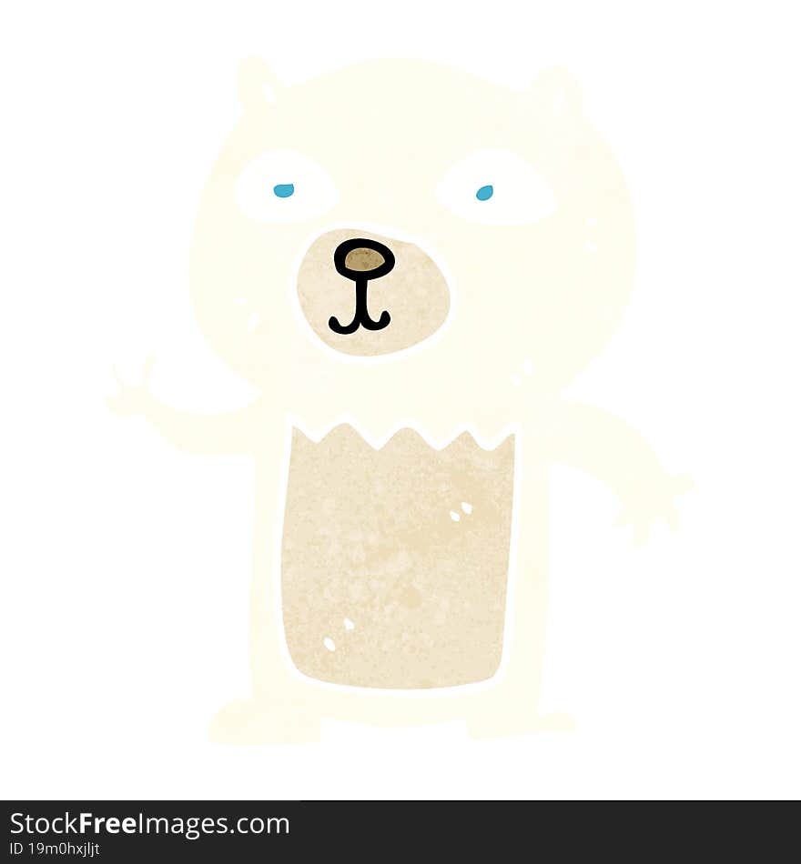 cartoon waving polar bear cub