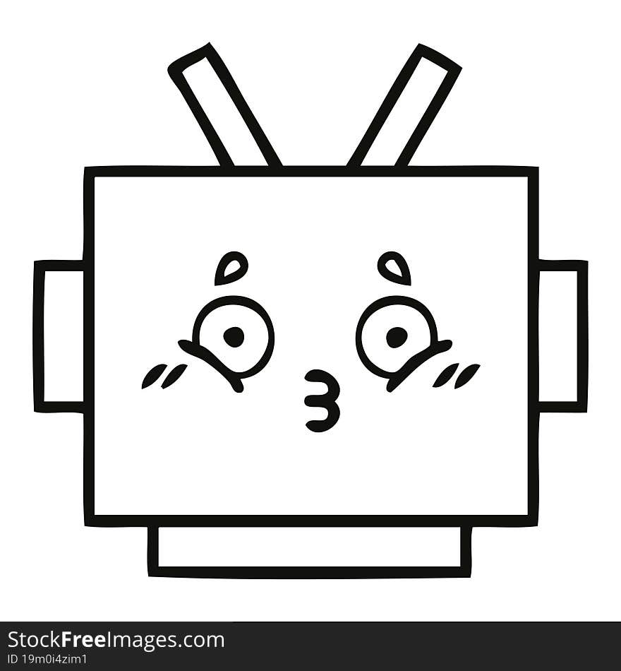 line drawing cartoon robot head