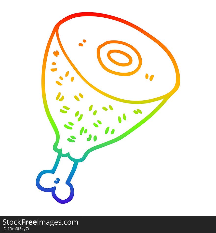 rainbow gradient line drawing cartoon cooked meat