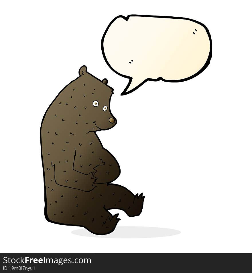 cartoon happy black bear with speech bubble