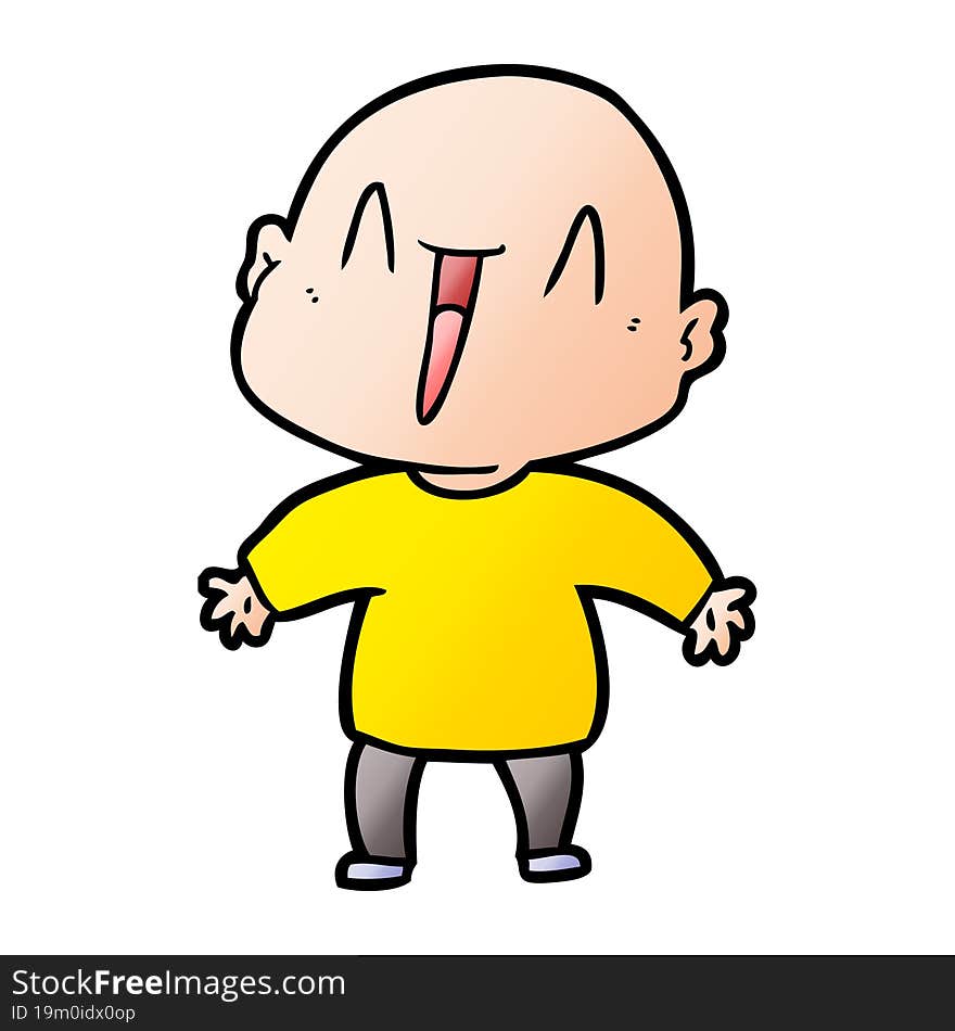 happy cartoon bald man. happy cartoon bald man