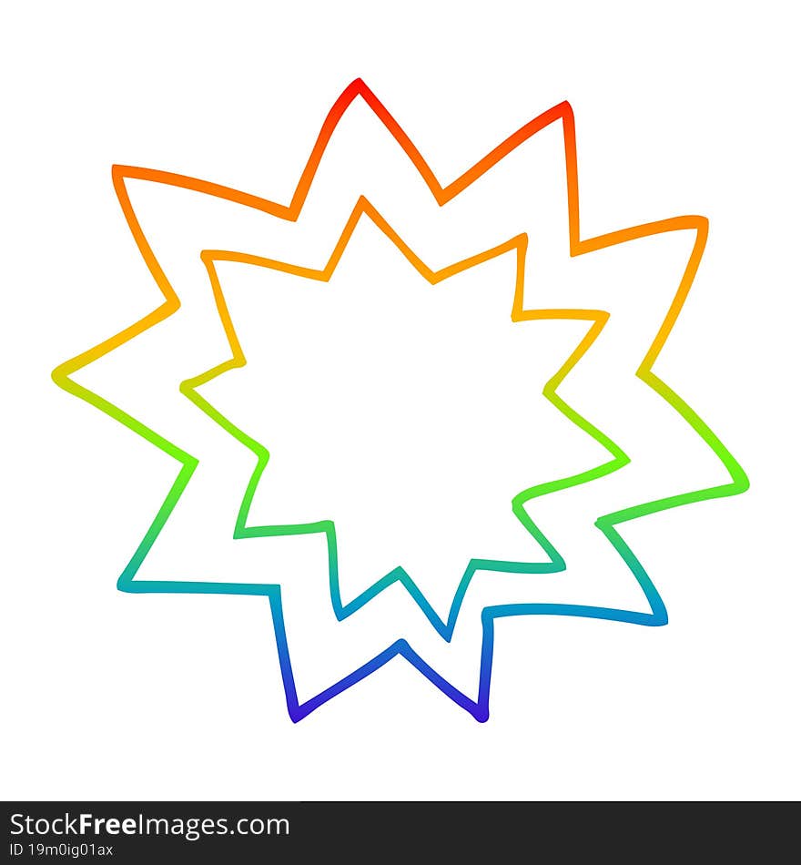 rainbow gradient line drawing cartoon explosion flame