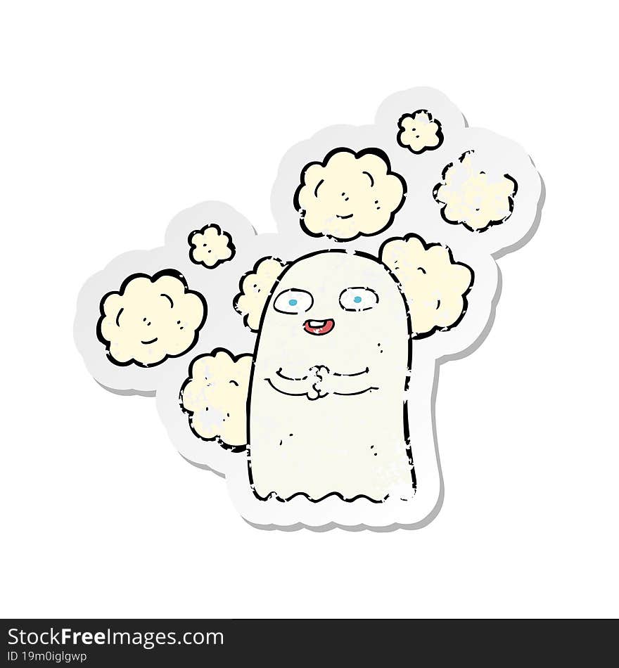 retro distressed sticker of a cartoon ghost