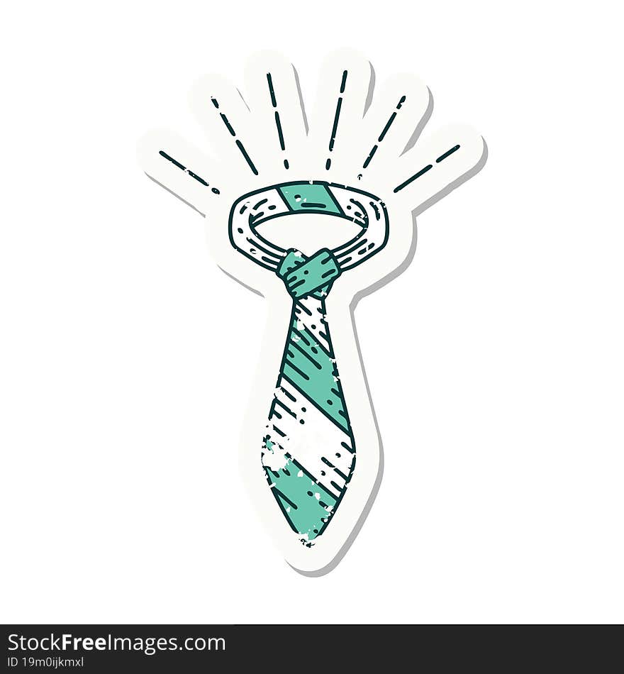 grunge sticker of tattoo style office tie