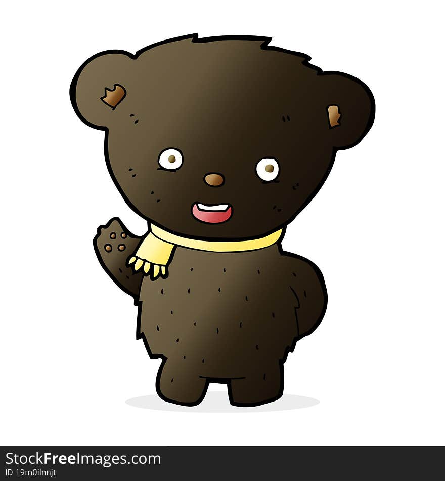 Cartoon Black Bear Waving