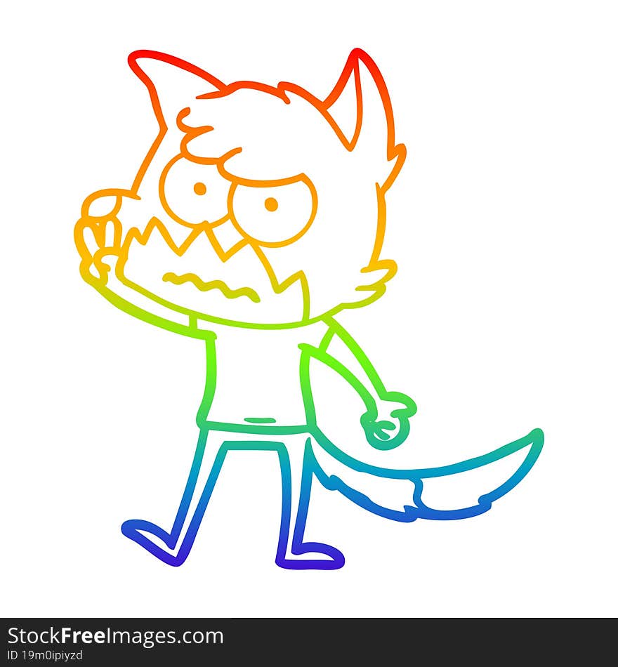 rainbow gradient line drawing cartoon annoyed fox