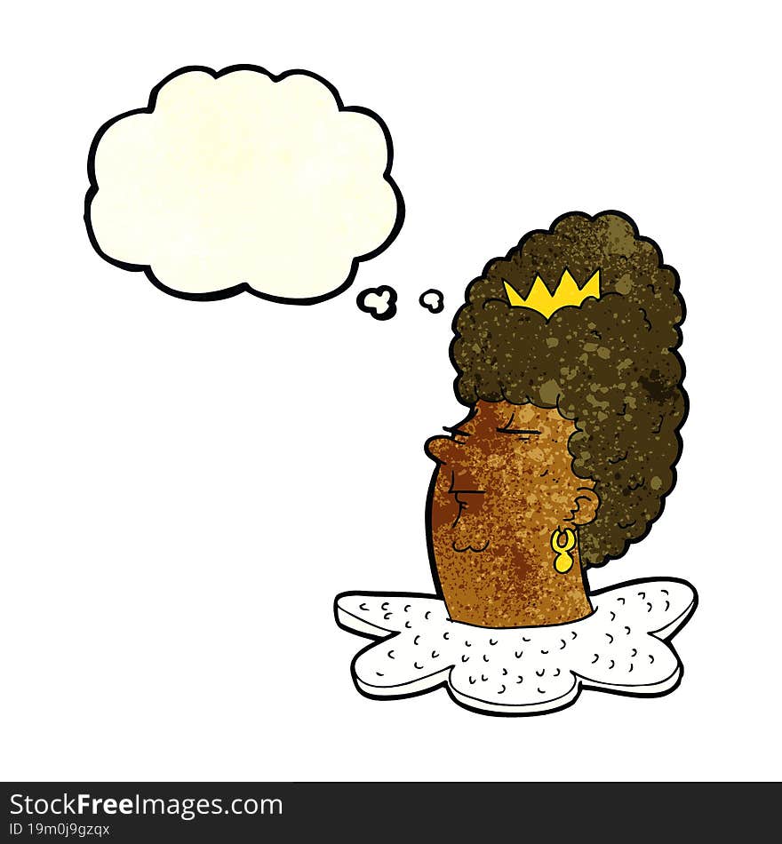 cartoon queen s head with thought bubble