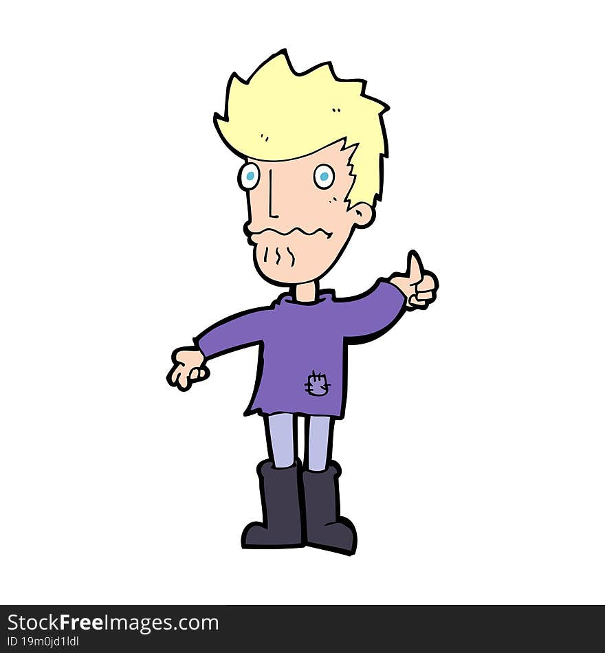 cartoon nervous man giving thumbs up symbol. cartoon nervous man giving thumbs up symbol