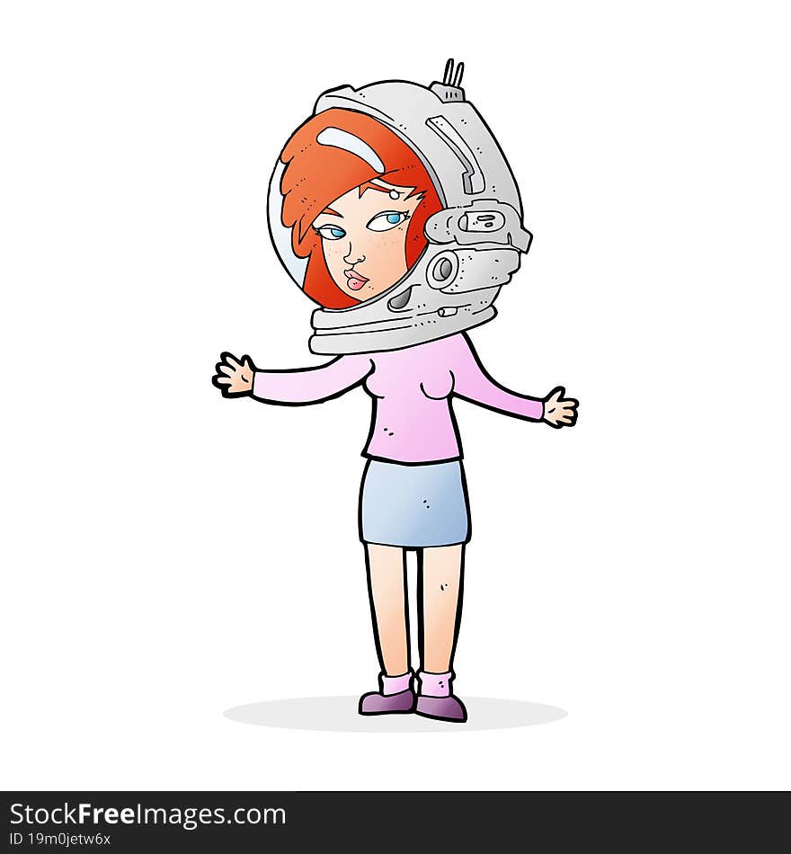 cartoon woman wearing astronaut helmet