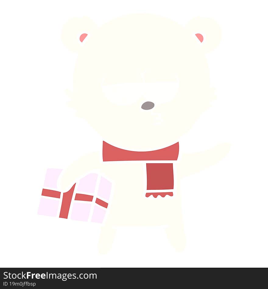 christmas polar bear flat color style cartoon