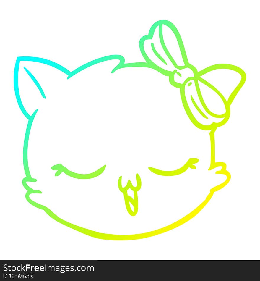 cold gradient line drawing cartoon cat face