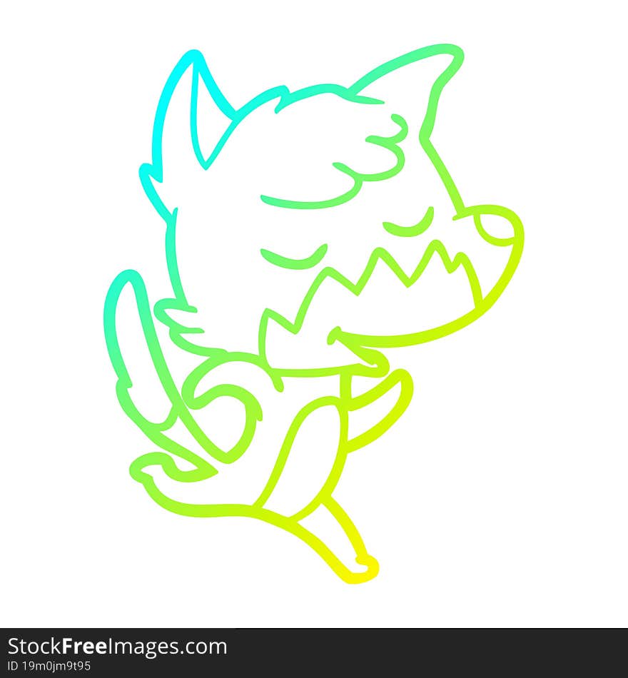 cold gradient line drawing friendly cartoon fox