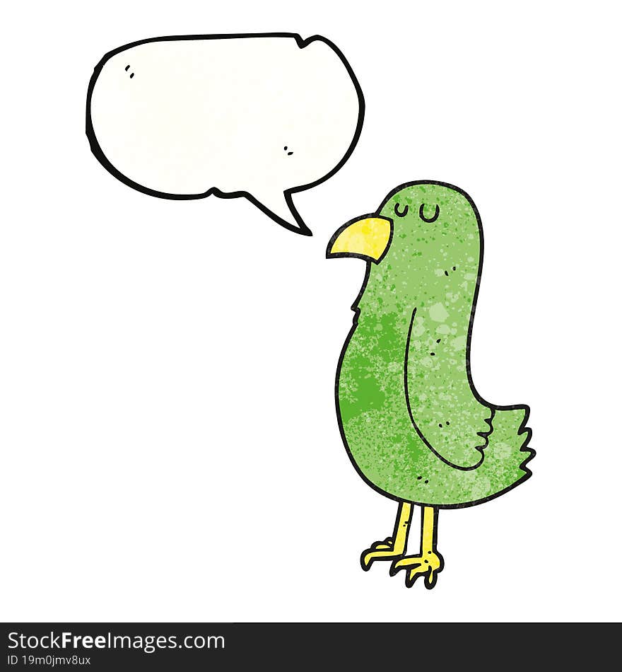 speech bubble textured cartoon parrot