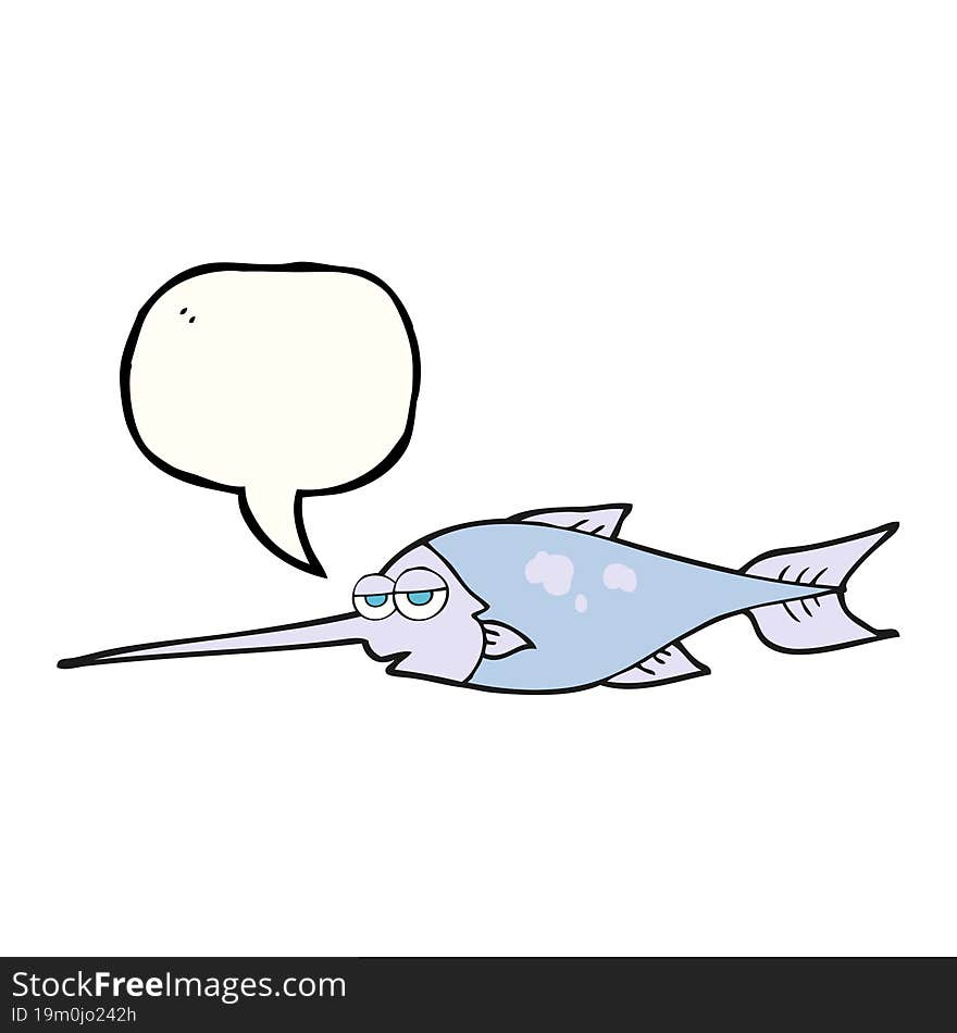 freehand drawn speech bubble cartoon swordfish