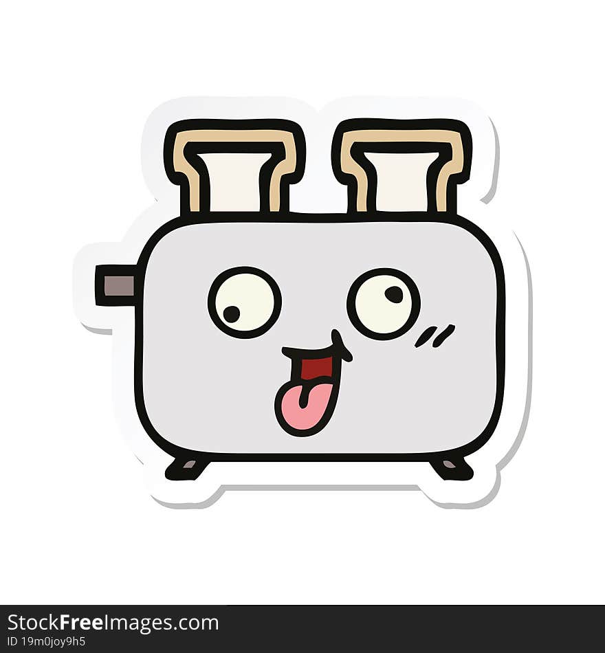 Sticker Of A Cute Cartoon Of A Toaster