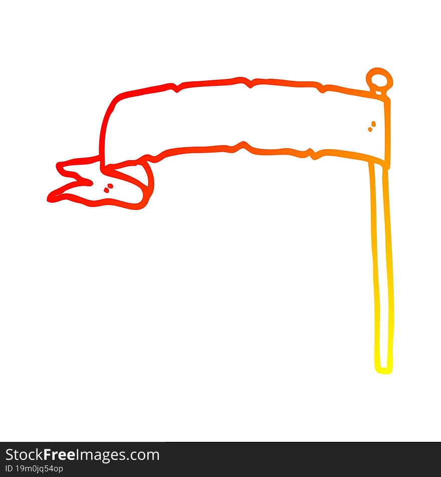 Warm Gradient Line Drawing Cartoon Waving Flag