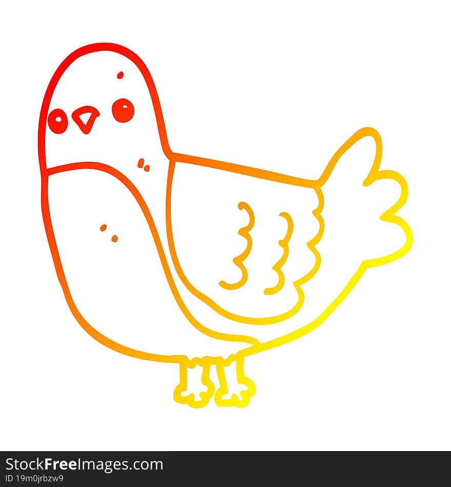 warm gradient line drawing cartoon bird