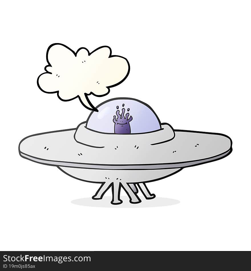 freehand drawn speech bubble cartoon flying saucer