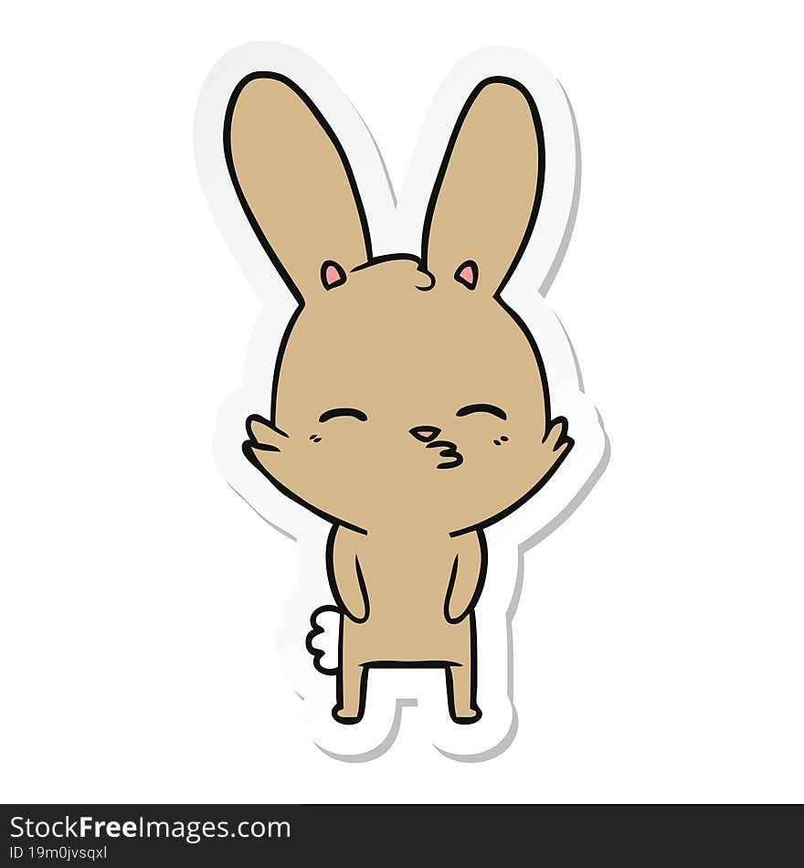 sticker of a curious bunny cartoon